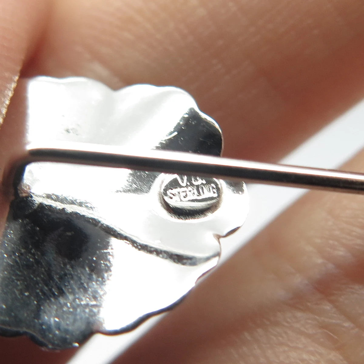 925 Sterling Silver Vintage C Z Bow Lapel Pin