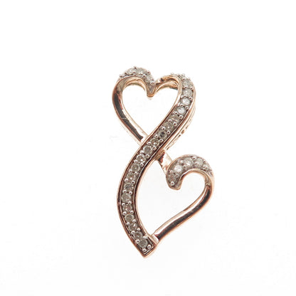 925 Sterling Silver Gold Plated Real Diamond Infinity Heart Slide Charm Pendant