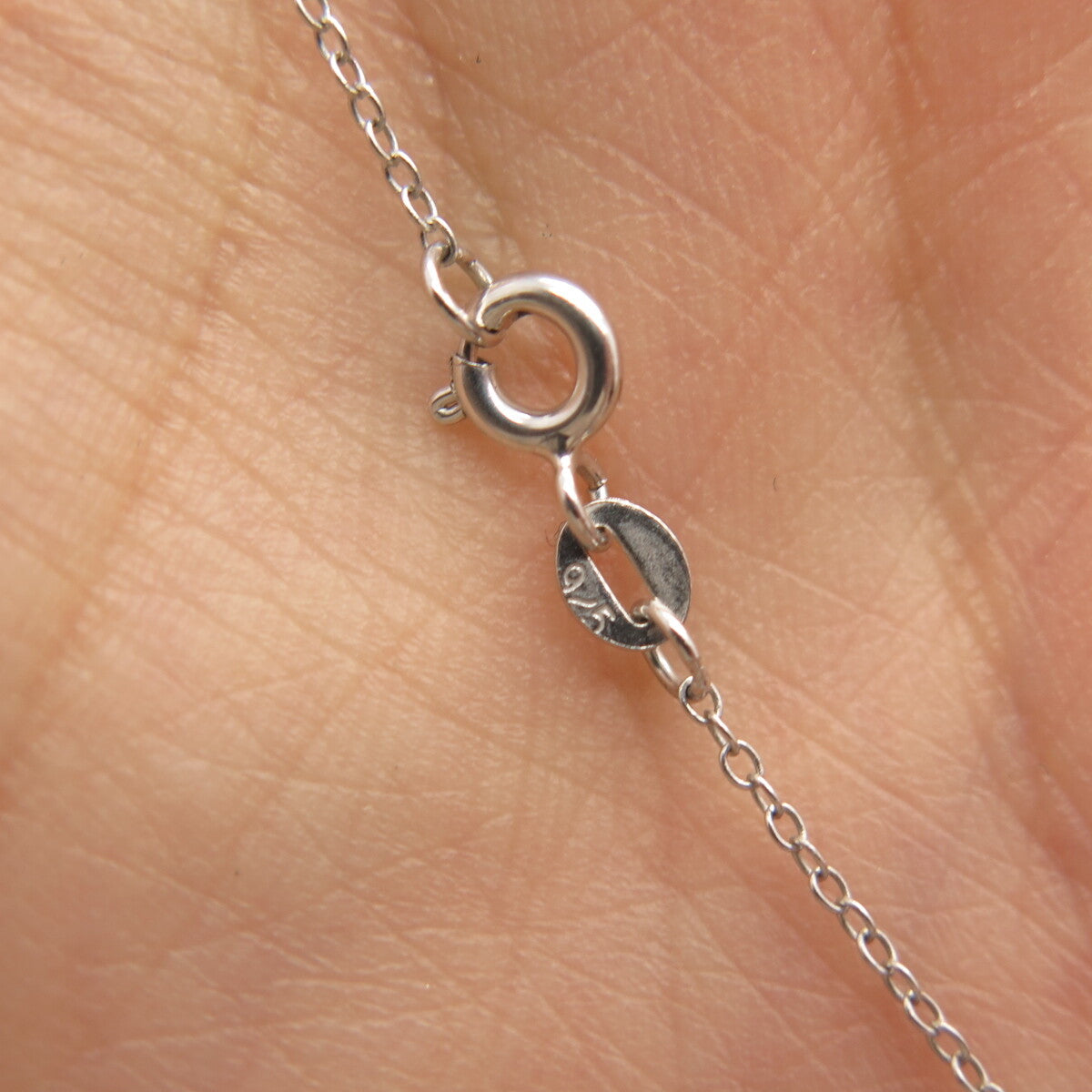 925 Sterling Silver Real White Diamond Open Double Heart Rolo Chain Necklace 16"