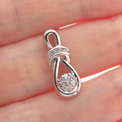 925 Sterling Silver Real Round-Cut Diamond Infinity Minimalist Slide Pendant