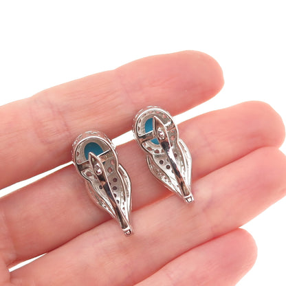 925 Sterling Silver Real Sleeping Beauty Turquoise Apatite White Topaz Earrings