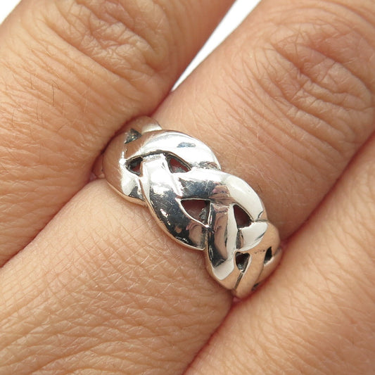 925 Sterling Silver Vintage Celtic / Wicker Ring Size 7.5