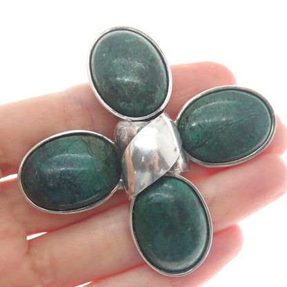 925 Sterling Silver Vintage Real Eilat Modernist Flower Cross Pin Pendant