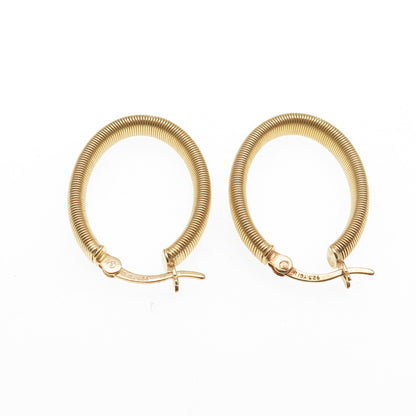 925 Sterling Silver Gold Plated Snake Link Oval Hoop Earrings