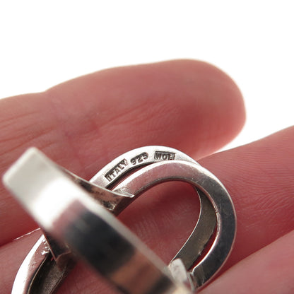 925 Sterling Silver Vintage WOL Italy Modernist Interlocked Oval Ring Size 6.5
