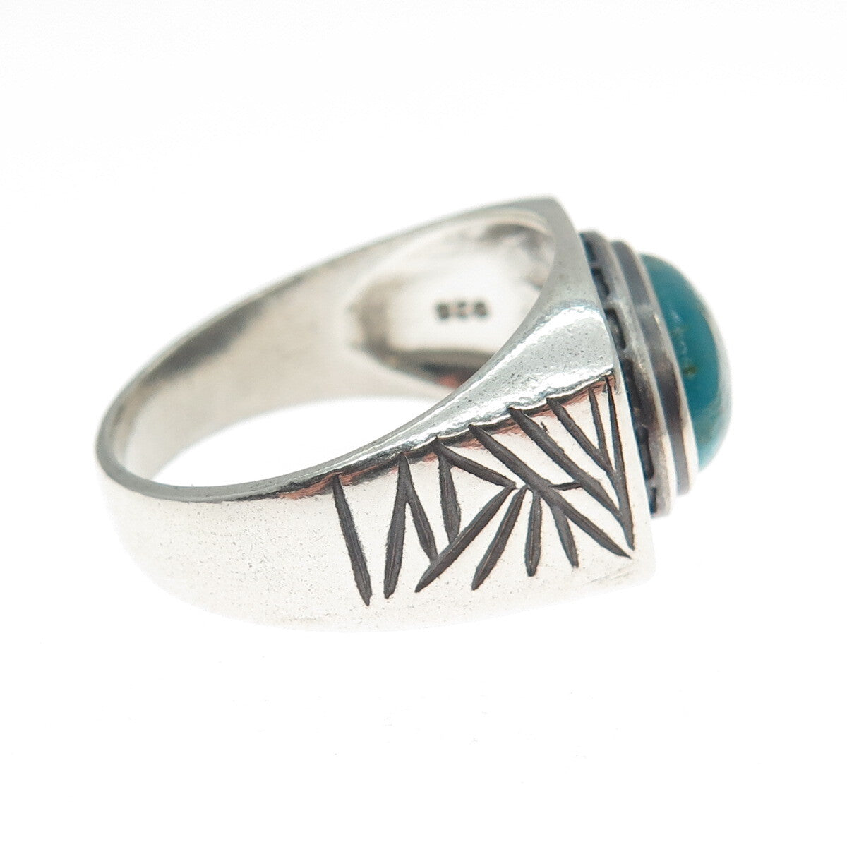 DESERT WIND 925 Sterling Silver Southwestern Turquoise Modernist Ring Size 10