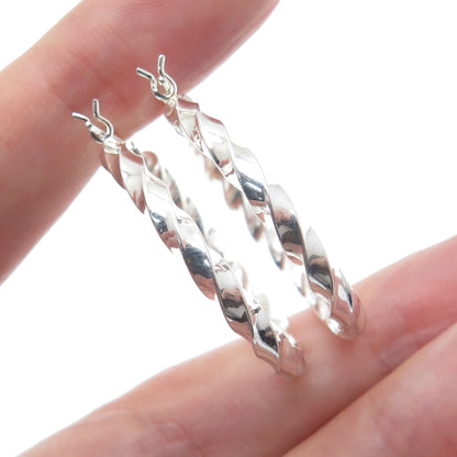 925 Sterling Silver 30mm Twisted Hoop Earrings