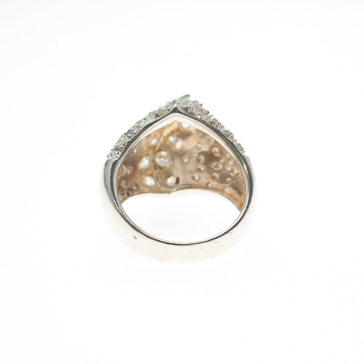 ROSS SIMONS 925 Sterling Silver Vintage Round-Cut C Z Modernist Ring Size 8.25