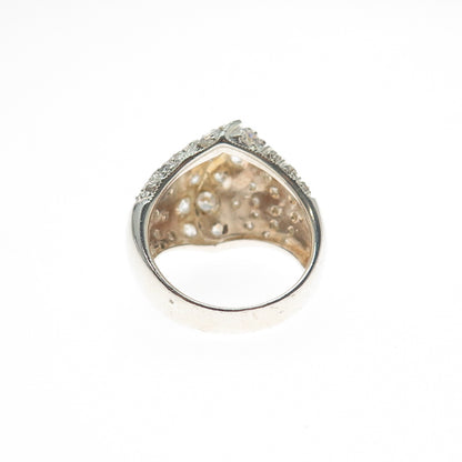 ROSS SIMONS 925 Sterling Silver Vintage Round-Cut C Z Modernist Ring Size 8.25