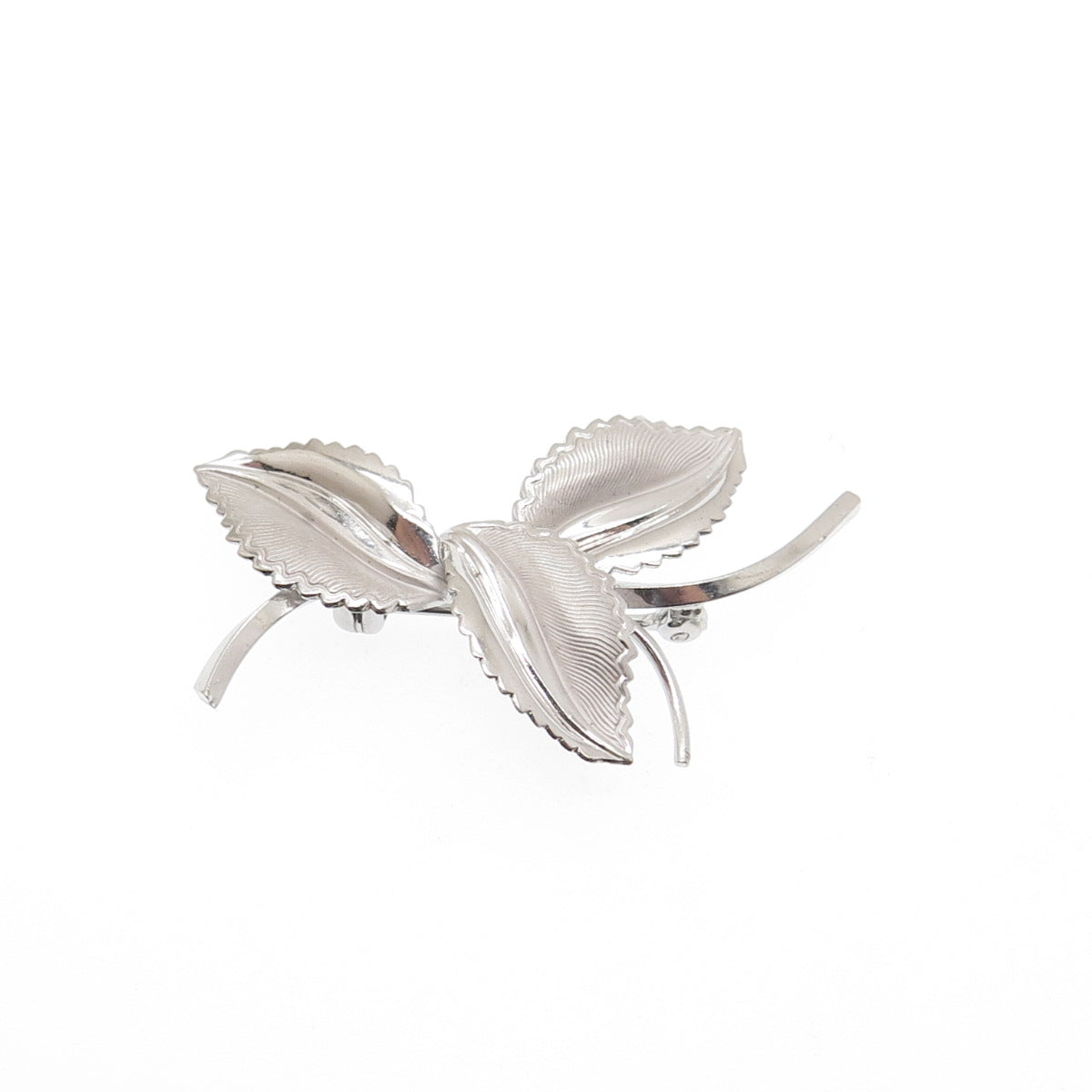 CURTIS CREATIONS 925 Sterling Silver Antique Art Deco Floral Leaf Pin Brooch