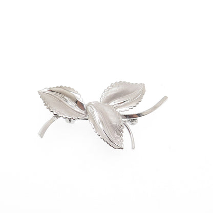 CURTIS CREATIONS 925 Sterling Silver Antique Art Deco Floral Leaf Pin Brooch