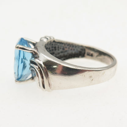 Charles Winston 925 Sterling Silver Vintage Blue C Z Modernist Ring Size 7.25