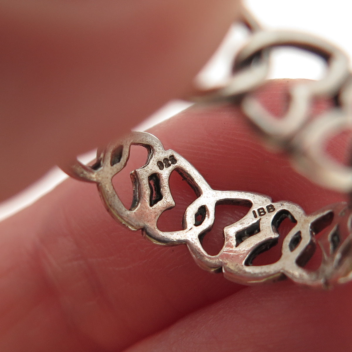 925 Sterling Silver Vintage Celtic Butterfly Knot Oxidized Band Ring Size 8