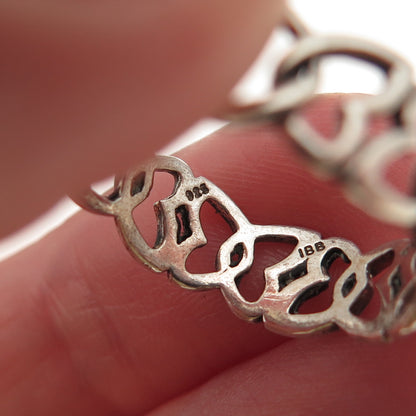 925 Sterling Silver Vintage Celtic Butterfly Knot Oxidized Band Ring Size 8