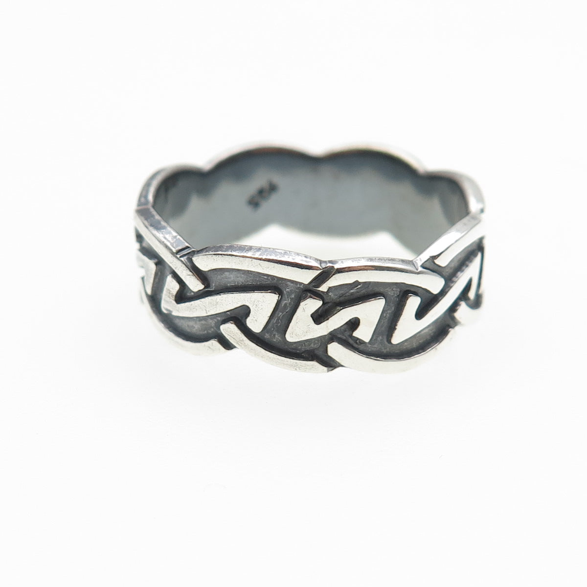 925 Sterling Silver Vintage Letter Z Oxidized Band Ring Size 12
