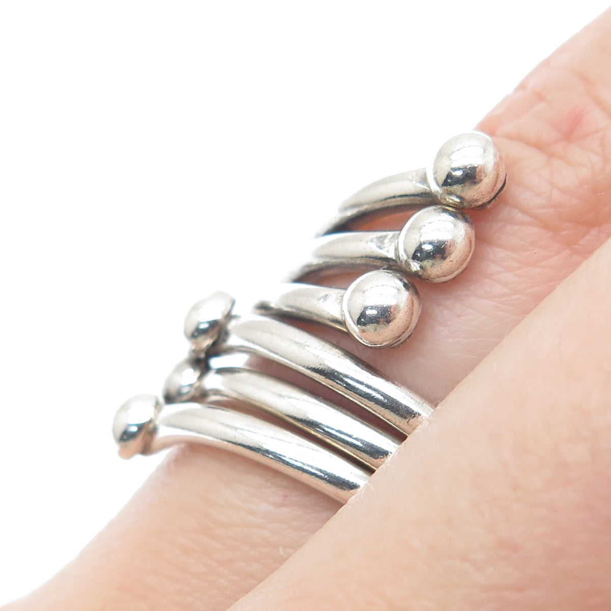 925 Sterling Silver Vintage Modernist Bypass Adjustable Ring Size 6.25