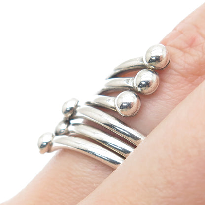 925 Sterling Silver Vintage Modernist Bypass Adjustable Ring Size 6.25