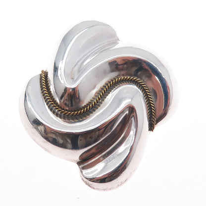 LATON 925 Sterling Silver 2-Tone Vintage Mexico Modernist Pin Brooch / Pendant