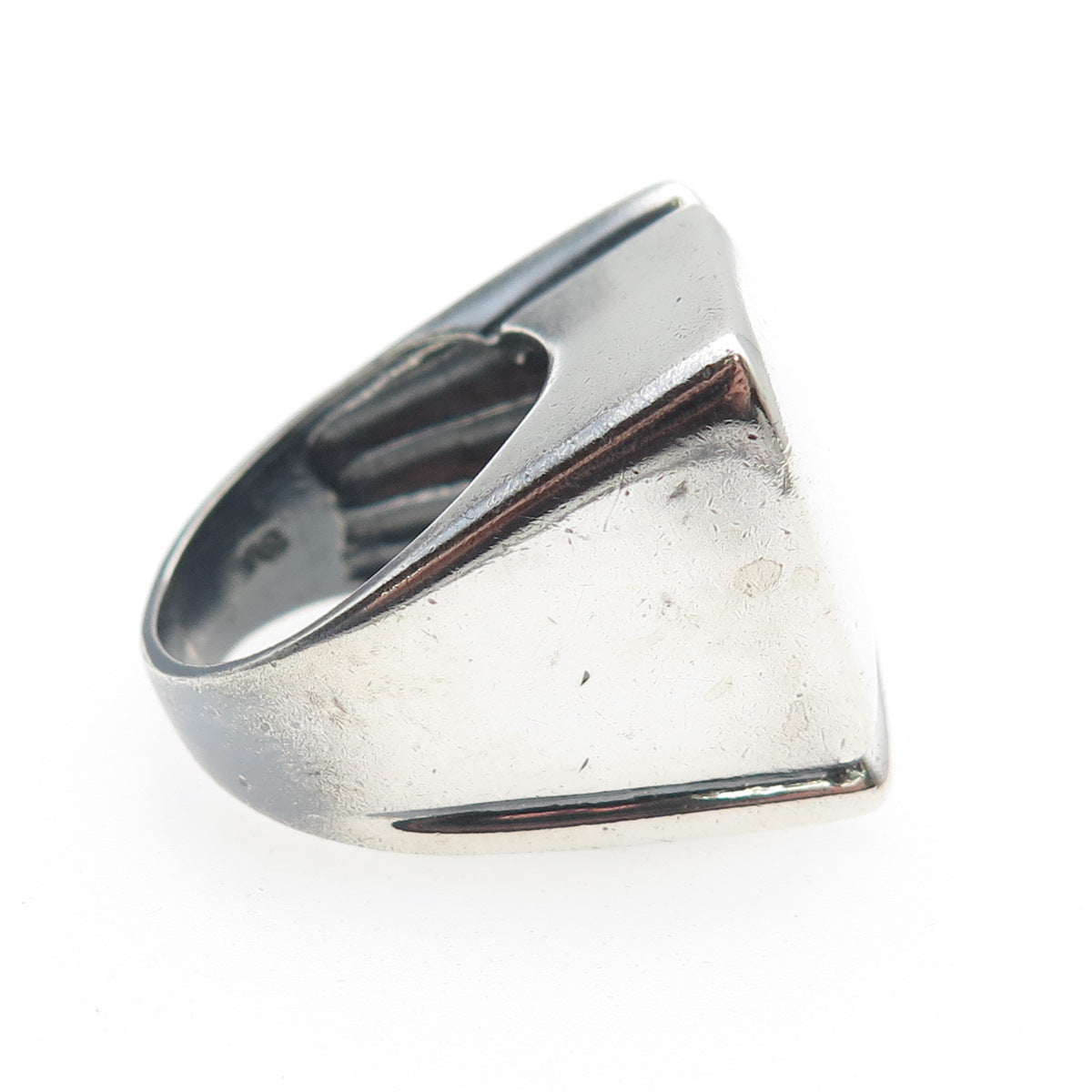 Carl Kallert 925 Sterling Silver Vintage Modernist Ribbed Oxidized Ring Size 7