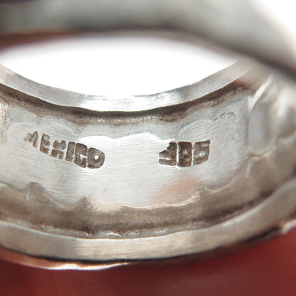 925 Sterling Silver Vintage Mexico Modernist Hammered Finish Band Ring Size 9.5