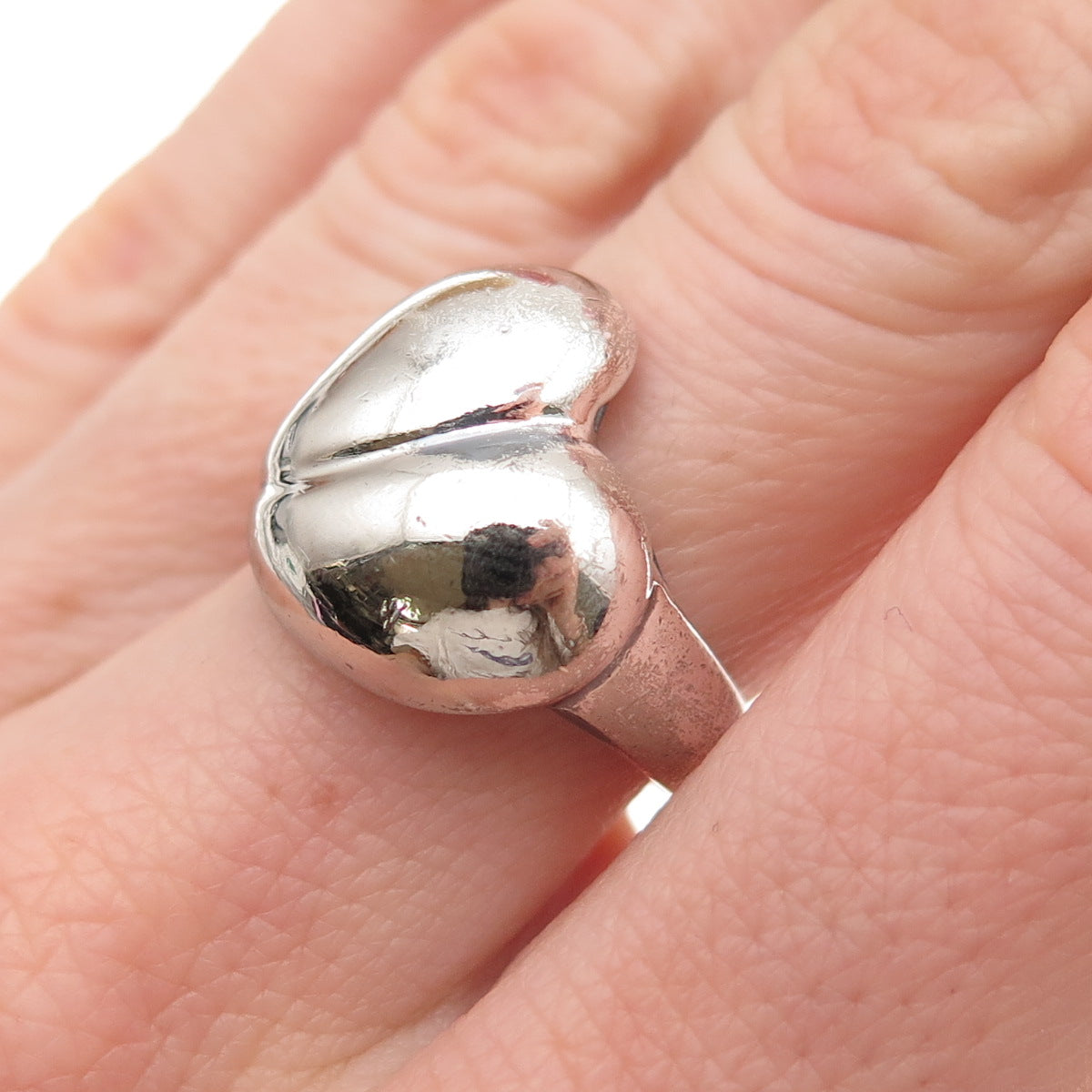 Chapal Zenray 925 Sterling Silver Vintage Modernist Heart Oxidized Ring Size 7