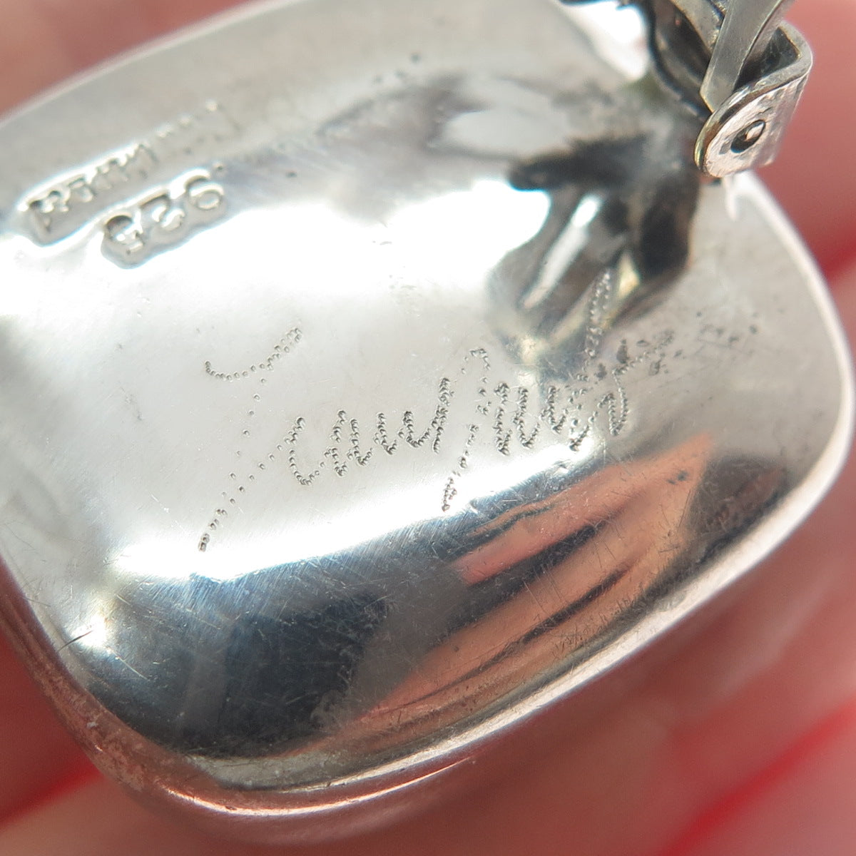 FREDERIC JEAN DUCLOS 925 Sterling Silver Vintage Modernist Clip On Earrings