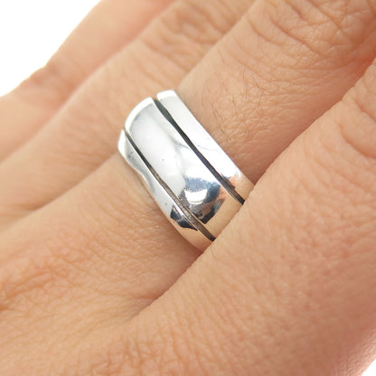 925 Sterling Silver Vintage Mexico Modernist Band Ring Size 7.25