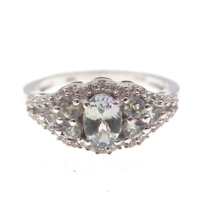 Chuck Clemency 925 Sterling Silver Real Iolite & White Topaz Ring Size 8