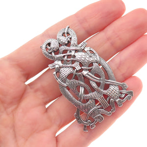 Lars Harsheim 925S Sterling Vintage Norway Viking Dragon Pin Brooch / Pendant