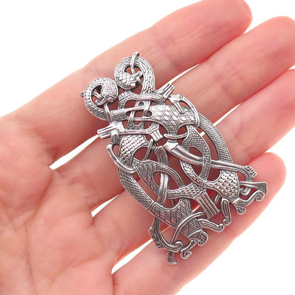 Lars Harsheim 925S Sterling Vintage Norway Viking Dragon Pin Brooch / Pendant