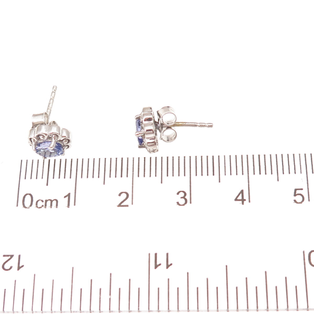 Chuck Clemency 925 Sterling Silver Real Oval-Cut Tanzanite Flower Stud Earrings
