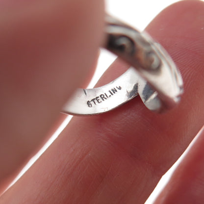 925 Sterling Silver Vintage Modernist V-Shape Oxidized Ring Size 6.5