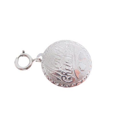 JEWELART Sterling Silver Vintage Merry Christmas Spring Ring Lock Charm Pendant