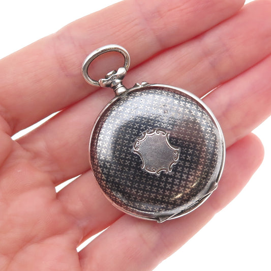800 Silver Antique Art Deco Swiss Niello Pocket Watch Case
