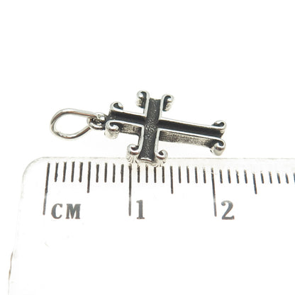 925 Sterling Silver Vintage Cross Oxidized Minimalist Charm Pendant