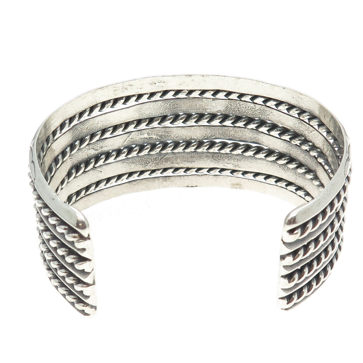 925 Sterling Silver Vintage Southwestern Navajo Ethnic Cuff Heavy Bracelet 7.5"