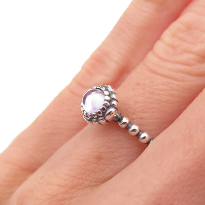 Pandora Sterling Silver Real Amethyst February Birthday Blooms Ring Size 5.25