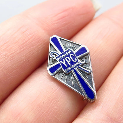 925 Sterling Silver Vintage Enamel YPC Garfield NJ Cross Pin