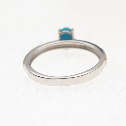 Chuck Clemency 925 Sterling 2-Tone Real Sleeping Beauty Turquoise Ring Size 8.25