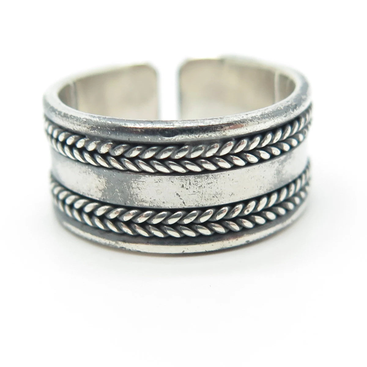 925 Sterling Silver Vintage Wheat Adjustable Ring Size 7.75