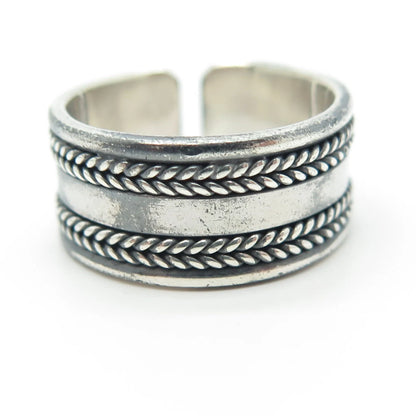 925 Sterling Silver Vintage Wheat Adjustable Ring Size 7.75