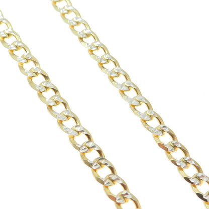 P. LUX 925 Sterling Silver Gold Plated Italy Diamond-Cut Curb Chain Necklace 24"