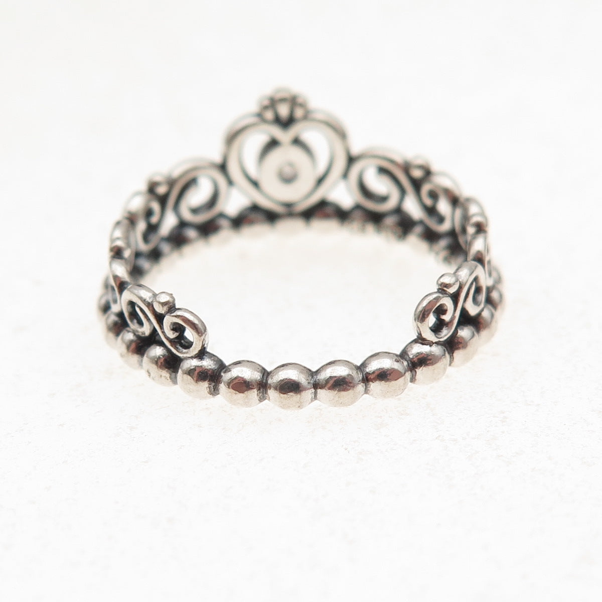 Pandora 925 Sterling Silver C Z My Princess Tiara Ring Size 5.75