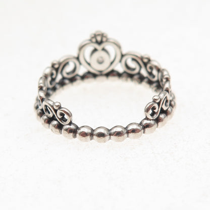 Pandora 925 Sterling Silver C Z My Princess Tiara Ring Size 5.75