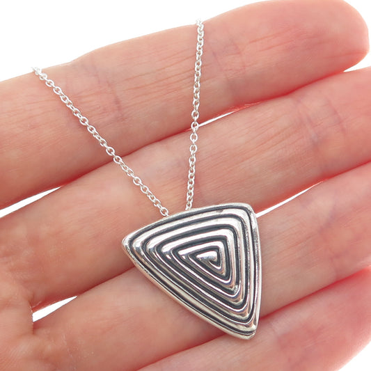 925 Sterling Silver Italy Modernist Triangle Spiral Cable Chain Necklace 18"