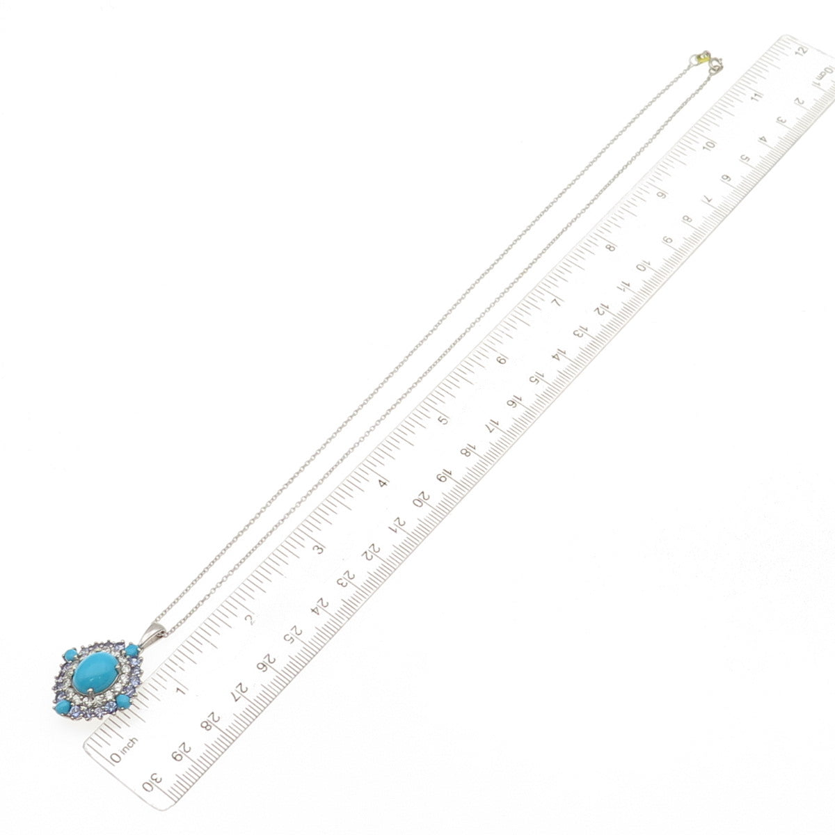 Chuck Clemency Sterling Silver Real Turquoise Tanzanite White Topaz Necklace 20"