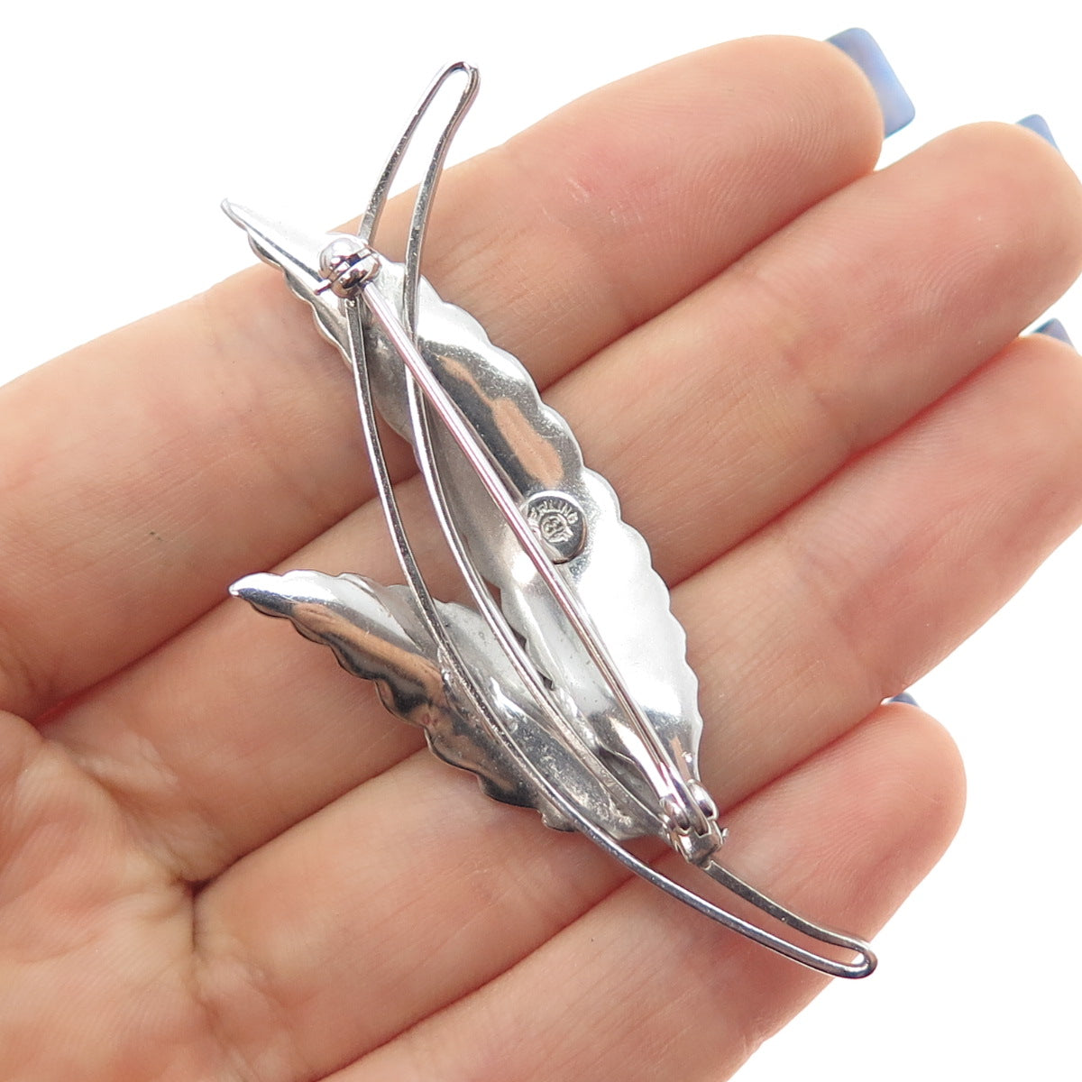Curtis Curtman 925 Sterling Silver Antique Art Deco Floral Leaf Pin Brooch