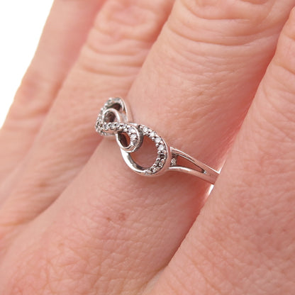 925 Sterling Silver Real Round-Cut Diamond Infinity Ring Size 7.75