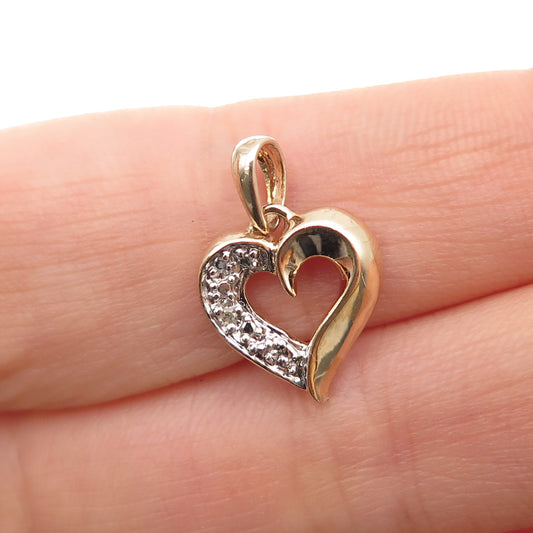 ROSS SIMONS Sterling Silver Gold Plated Real Diamond Accent Heart Mini Pendant