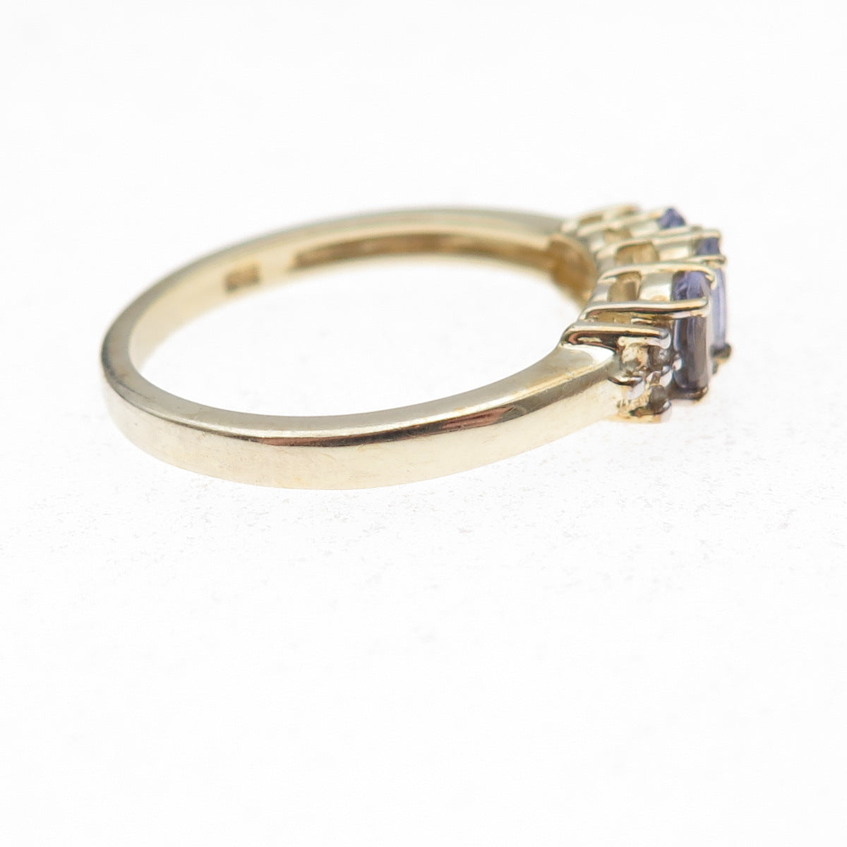 Chuck Clemency 925 Sterling Silver Gold Plated Real Tanzanite Ring Size 8.25